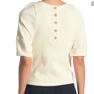 Madewell Ottoman Jacquard Button-Back Top Medium Ivory